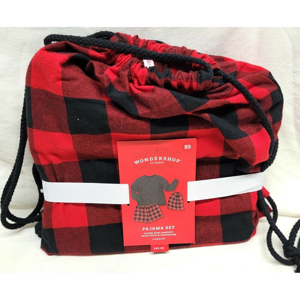 Women's Red Black Wondershop 3pc Backpack and Pajama Shorts Set Target Size XS - Picture 5 of 7
